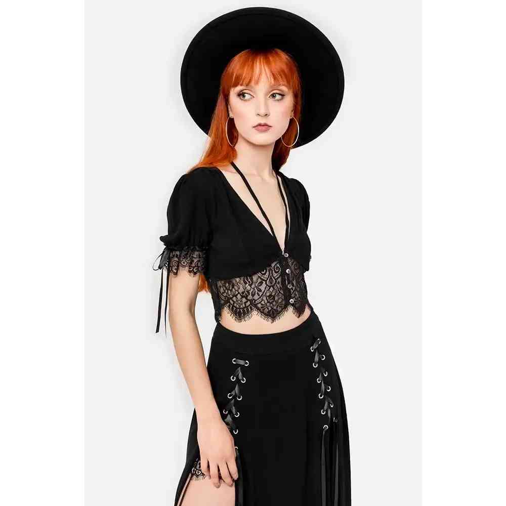 Restyle - Lichen Lace Crop top - Zwart